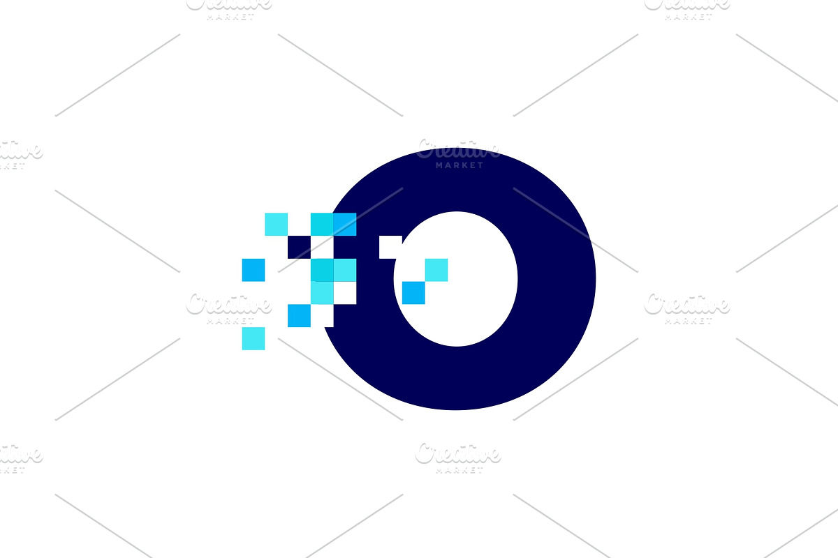 o letter pixel mark digital 8 bit, a Branding & Logo Template by VASTARD STUDIO