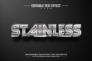 Stainless 3D editable text effect, a Layer Style Add-On by nicemorning