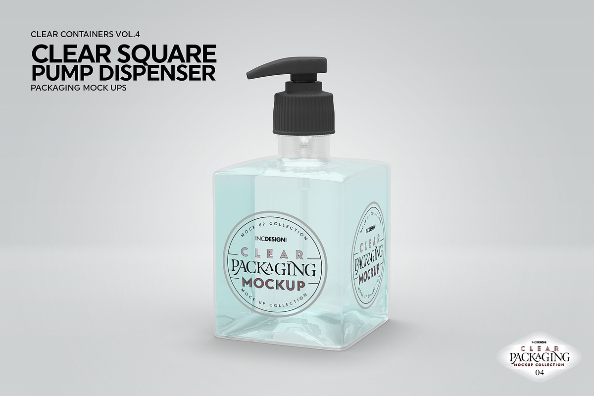 Clear Square Pump Dispenser Mockup, a Cups & Container Mockup by INCDesign (Photo 4 of 8)