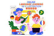 10 Online Language Learning, an Education Illustration by denayunebgt (Thumbnail 1 of 4)