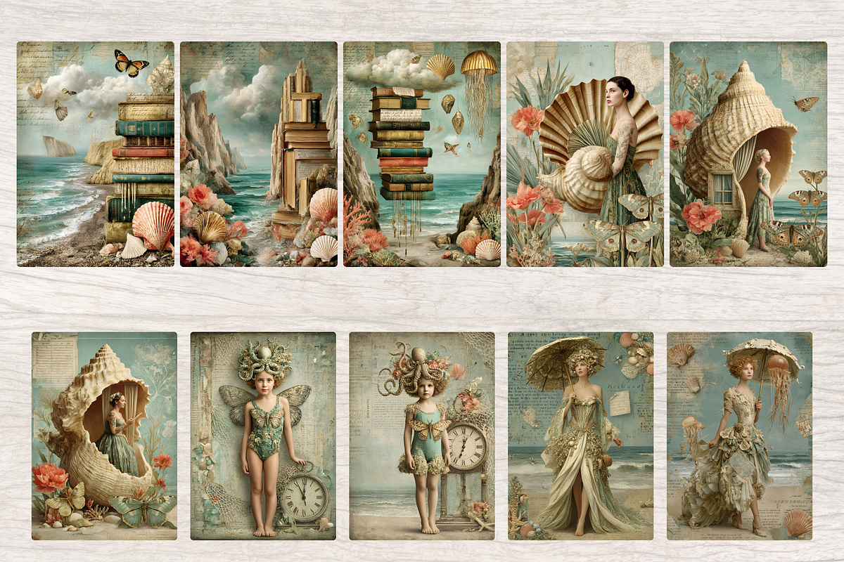 SURREAL RETRO BEACH JUNK JOURNAL, a Decorative Illustration by Daring Digies (Photo 4 of 8)