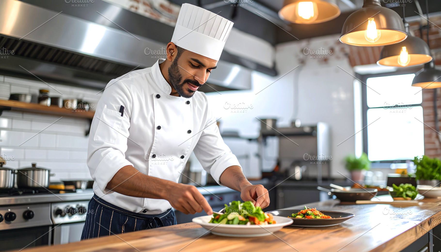 Chef Preparing Salad in Restaurant K, a Food & Drink Photo by Stock Shape