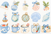 Coastal Christmas Clipart Beach PNG, a Seasonal Illustration by SugarCloudStudioArt (Thumbnail 5 of 5)