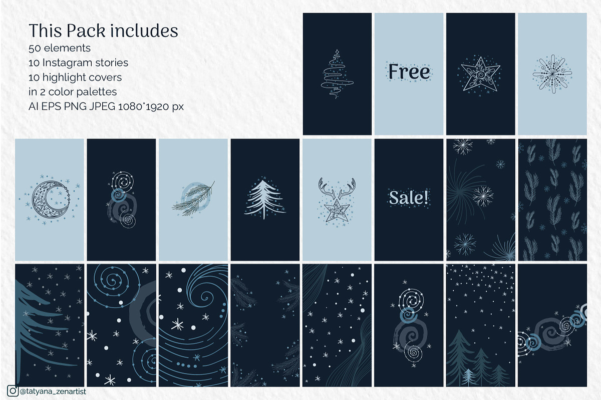 Abstract Winter Social Media Stories, a Social Media Template by Tatyana_Zenartist (Photo 2 of 12)