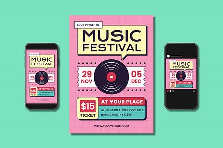 Music Festival Flyer Set, a Flyer Template by Patria Ari (P4tcreativa)