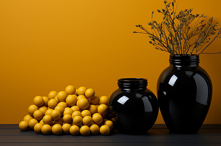Modern stylish still life of vases, a Wallpaper Photo by Elena Vagengeim