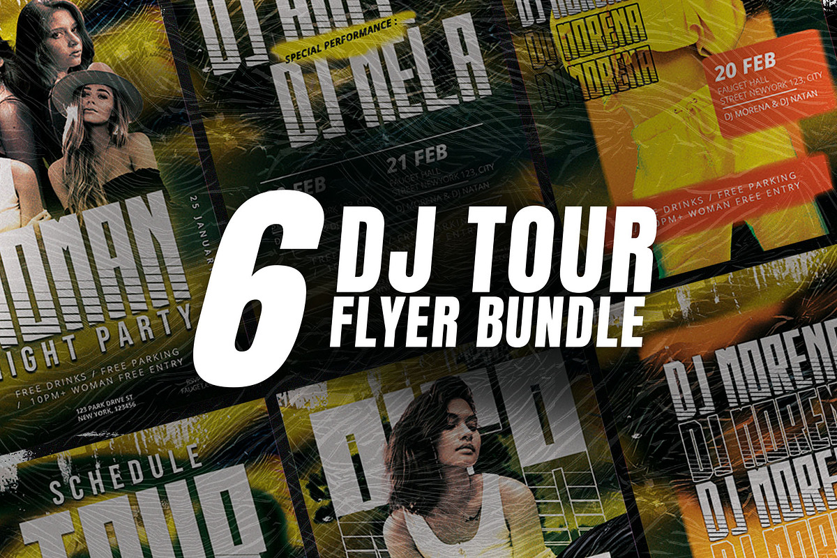 6 Dj Tour Flyer Template - Photoshop, a Flyer Template by Azruca (Photo 3 of 4)