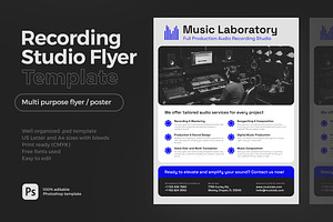 Recording Music Studio / Label Flyer, a Flyer Template by vinyljunkie