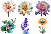 Watercolor Cute Whimsical Flower PNG, an Illustration by Craft Nest (Thumbnail 3 of 6)