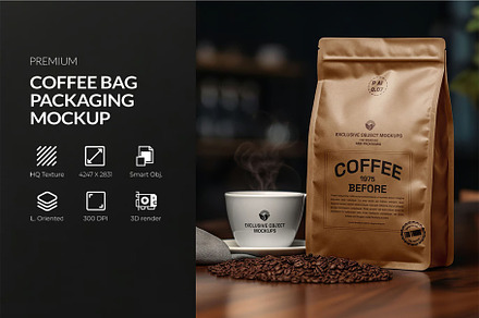 Coffee Bag Packaging Mockup, a Packaging Mockup by zphotographystudio
