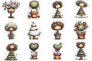 Whimsical Christmas Topiary Trees, an Illustration by CraftArtStudio (Thumbnail 2 of 6)