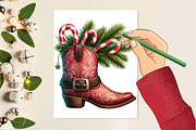 Christmas Western PNG, an Illustration by Designking (Thumbnail 2 of 4)