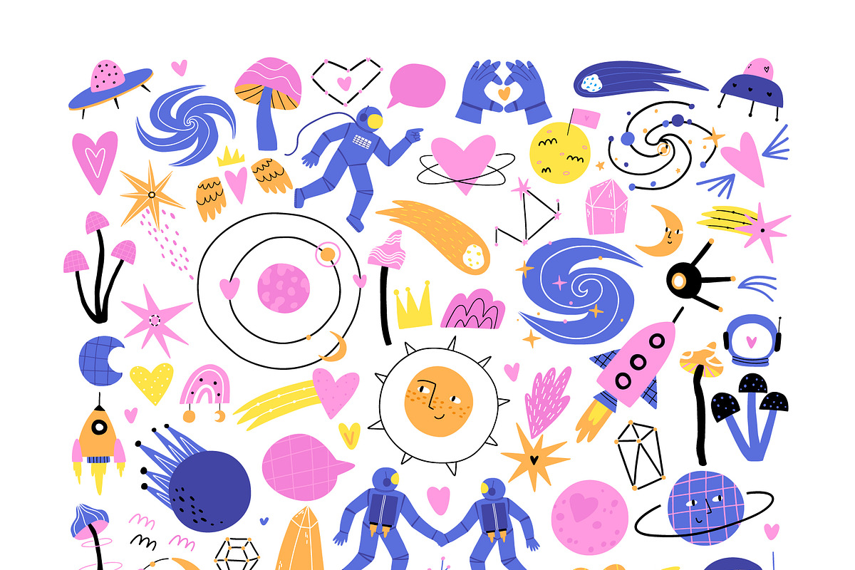 COSMIC LOVE: clipart, cards, pattern, a Seasonal Illustration by Elliko shop (Photo 2 of 11)