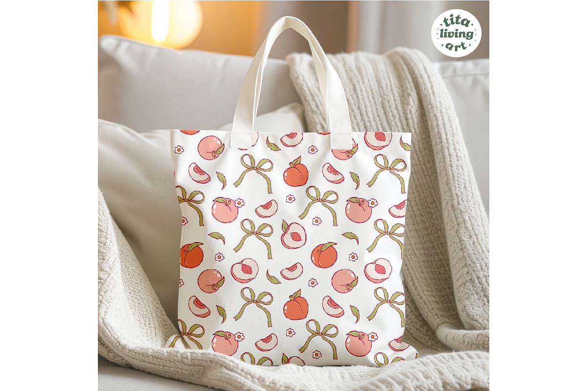 Peach Gingham Seamless Pattern, a Food Illustration by TitaLivingArt (Photo 8 of 10)