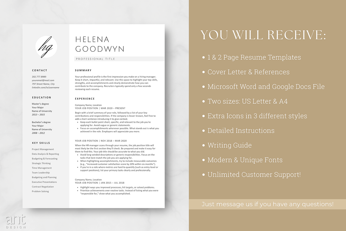Modern Resume Template - The Helena, a Resume Template by AntDesignStudio (Photo 7 of 9)