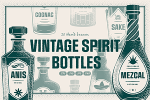 Vintage Spirit Bottle Illustrations, a Food Illustration by TheFoodAtlas