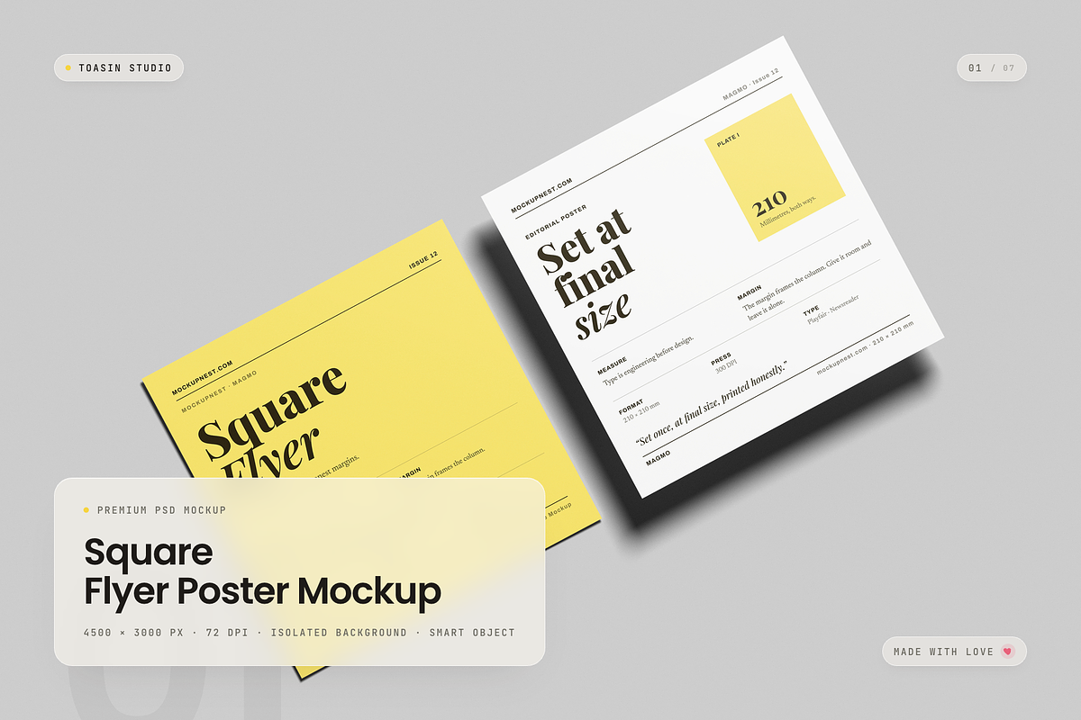 Square Flyer Poster Mockup, an Advertising Mockup by Toasin Studio (Photo 1 of 7)