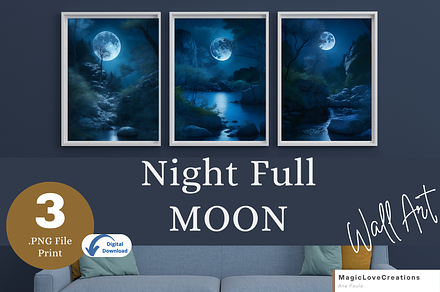 Full Moon Landscape - Print Wall Art, a Poster Template by MagicLove Creations