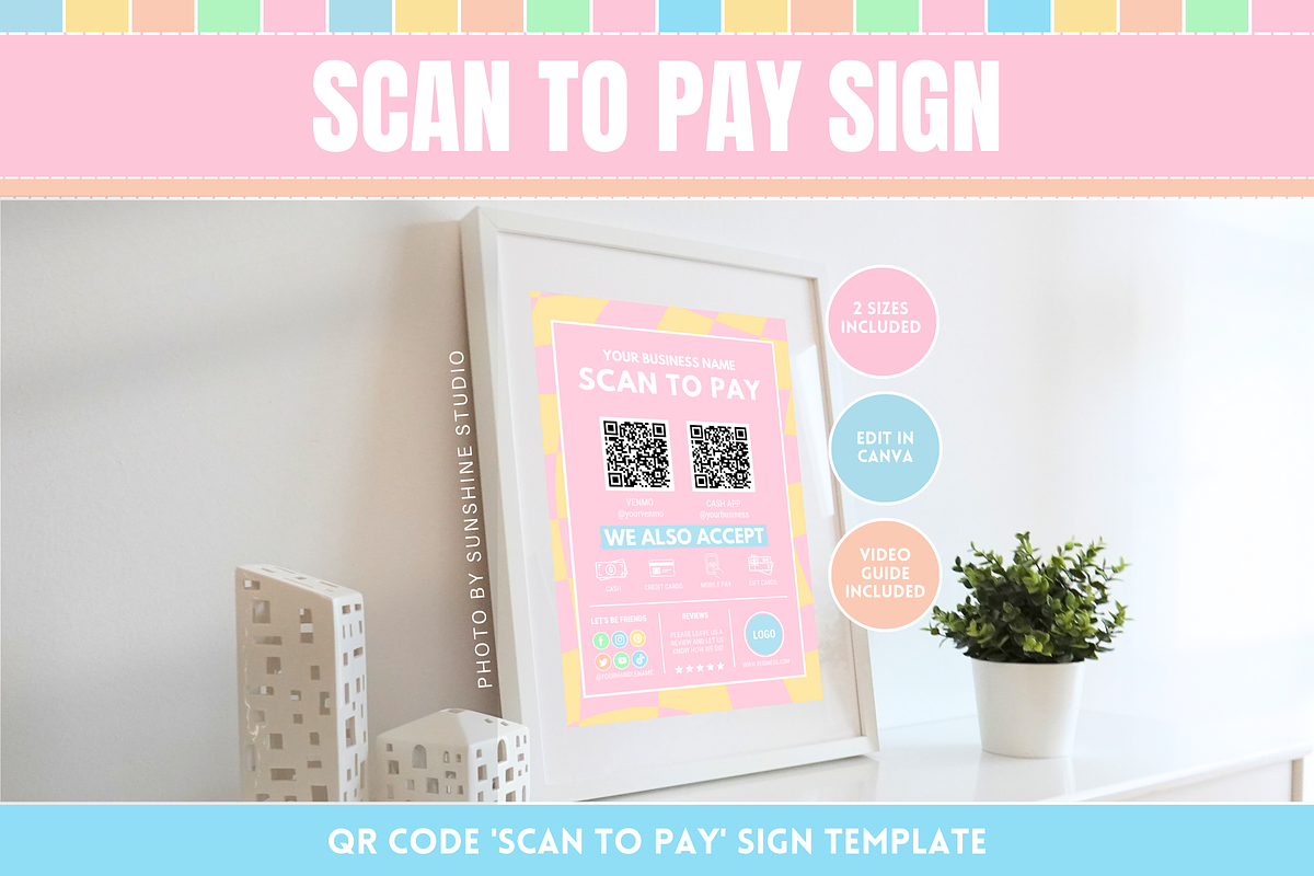Pastel Scan to Pay Sign, a Stationery Template by SunshineStudioBoutique (Photo 1 of 11)
