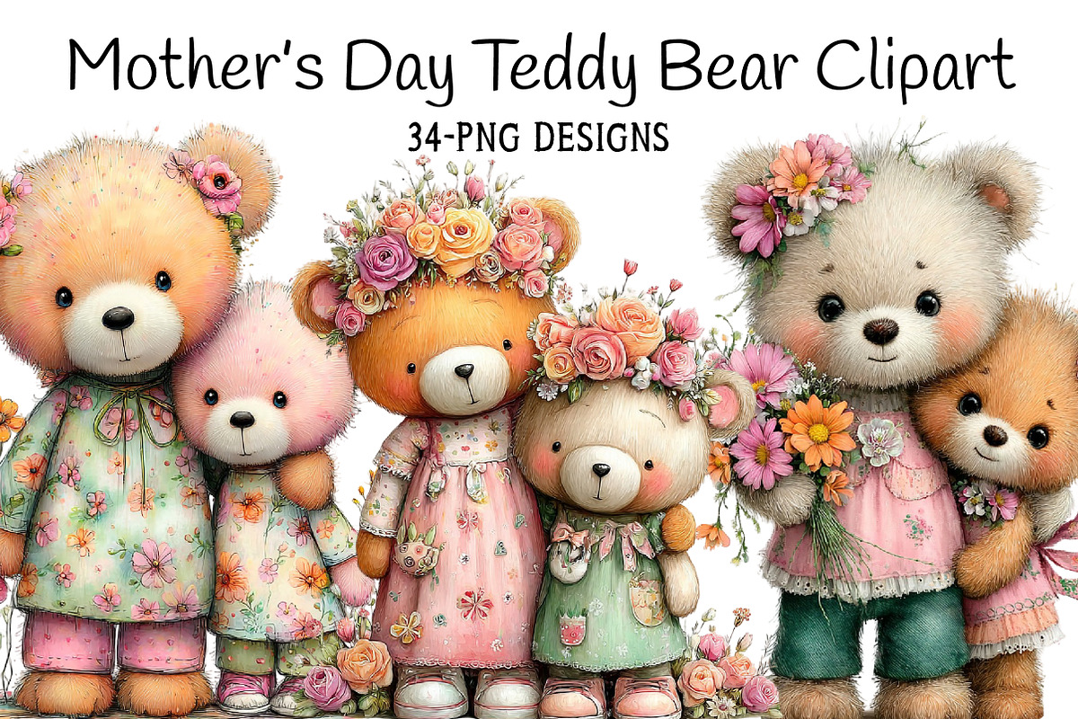 Mother’s Day Teddy Bear Clipart, an Illustration by Daily.Designs (Photo 1 of 8)