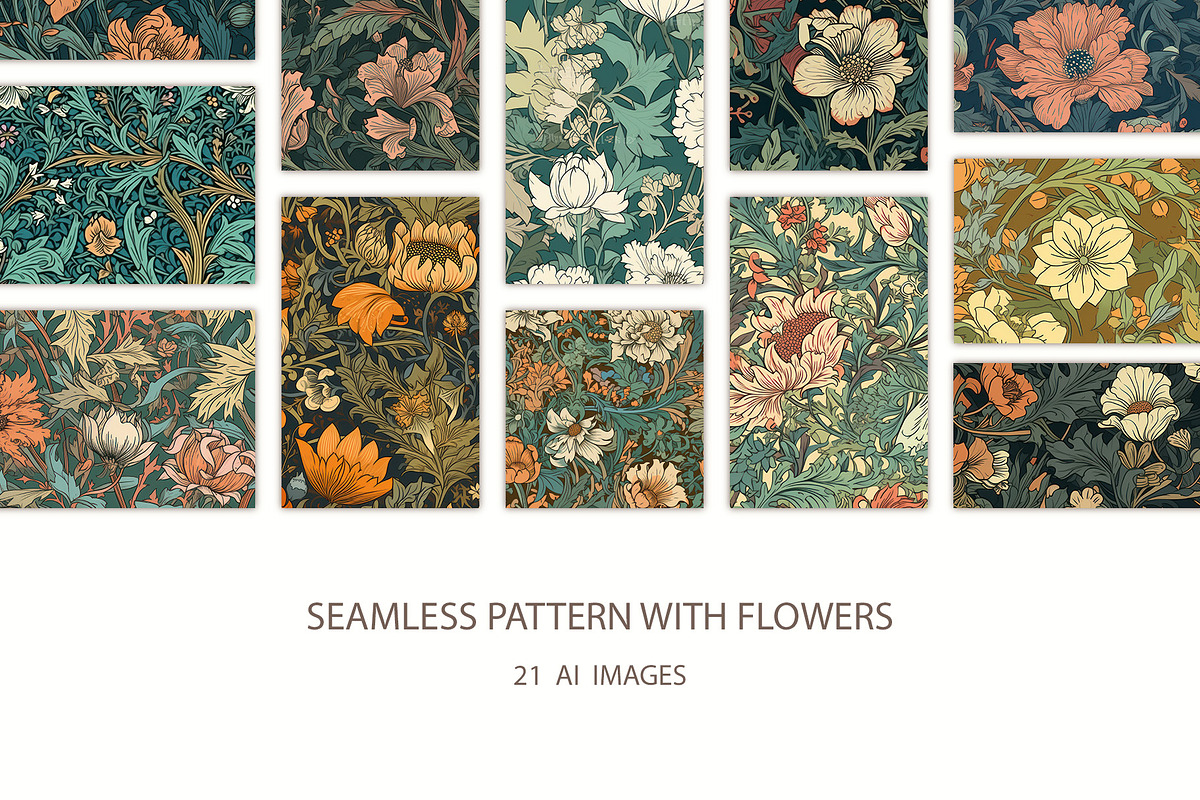 Seamless pattern with flowers, an Illustration by Pundateam (Photo 1 of 5)