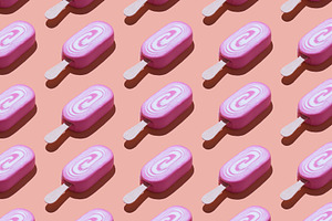 Ice cream popsicle containing ice, cream, and popsicle