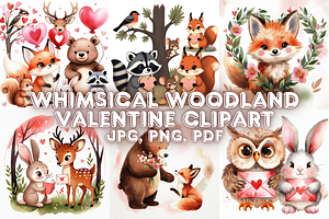 Whimsical Woodland Valentine Clipart