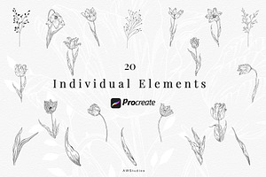 Procreate Flower Stamps Pack