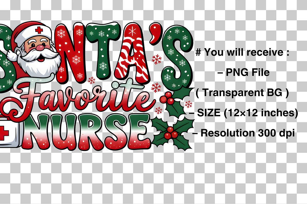 Santa's Favorite Nurse PNG, a Graphic by Clipart Bloom (Photo 2 of 2)
