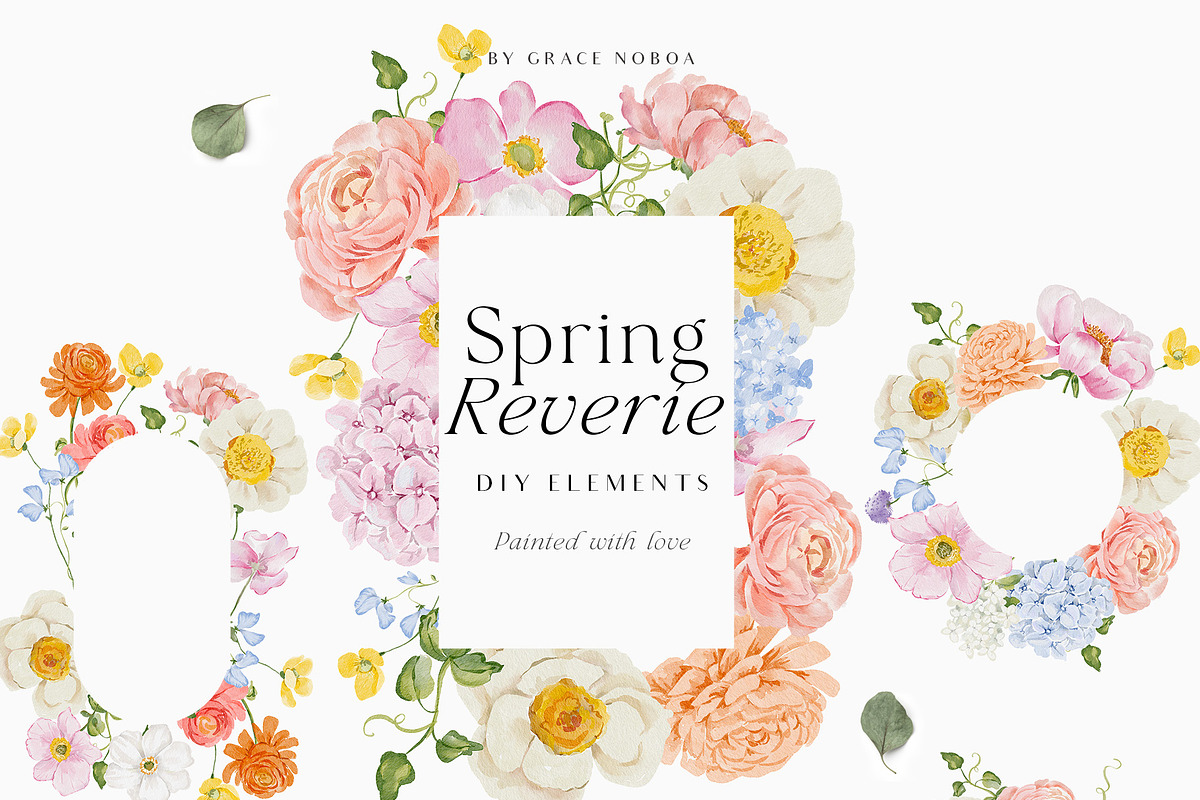 watercolor spring summer garden set, a Decorative Illustration by Grace Noboa Illustrations (Photo 5 of 10)