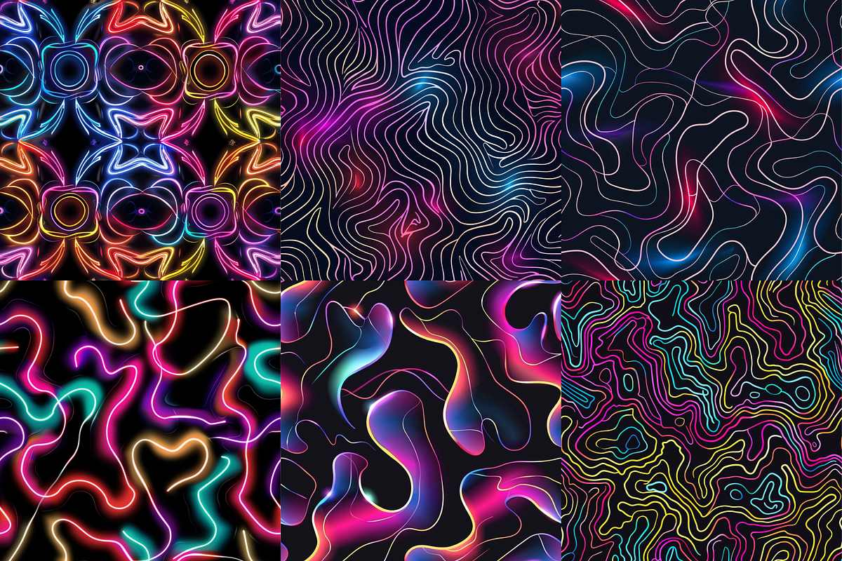 Neon Abstract Seamless Patterns, a Pattern Graphic by PrintablesByFranklyn (Photo 3 of 6)