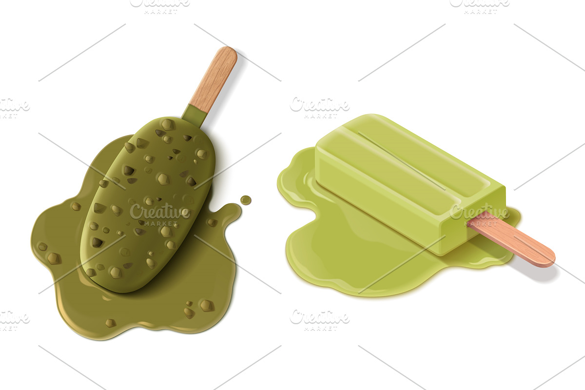 Melting ice cream popsicle with, a Food Illustration by art PVP - market