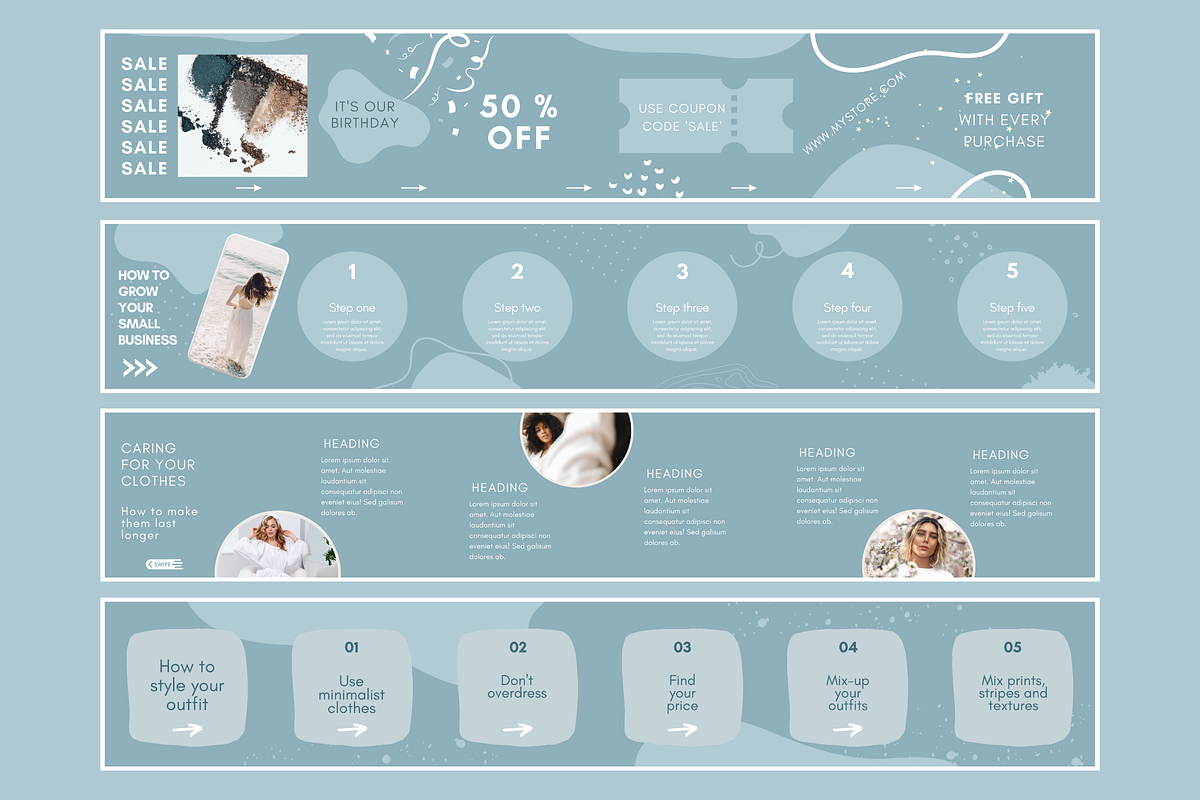 Blue Instagram Carousel Templates, a Social Media Template by SunshineStudioBoutique (Photo 5 of 9)