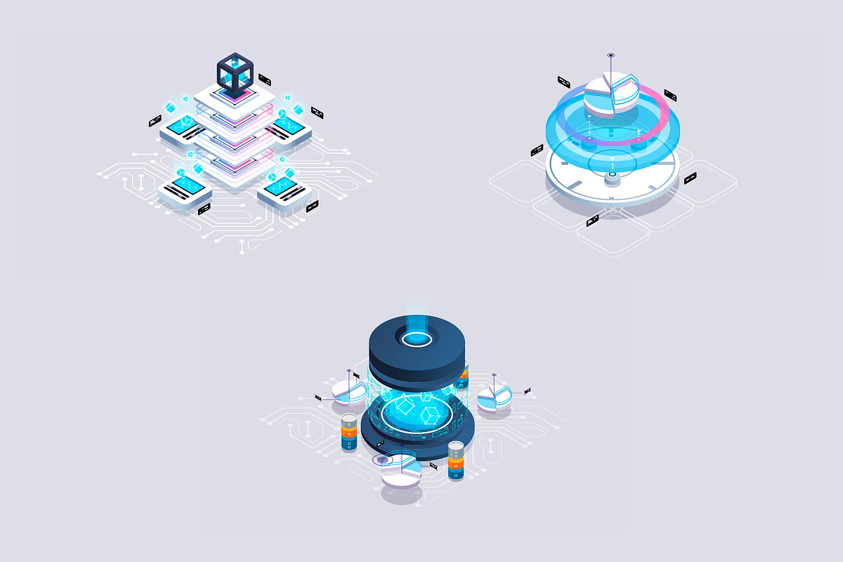 Set isometric illustrations for web., a Technology Illustration by Andrew_Derr (Photo 3 of 5)