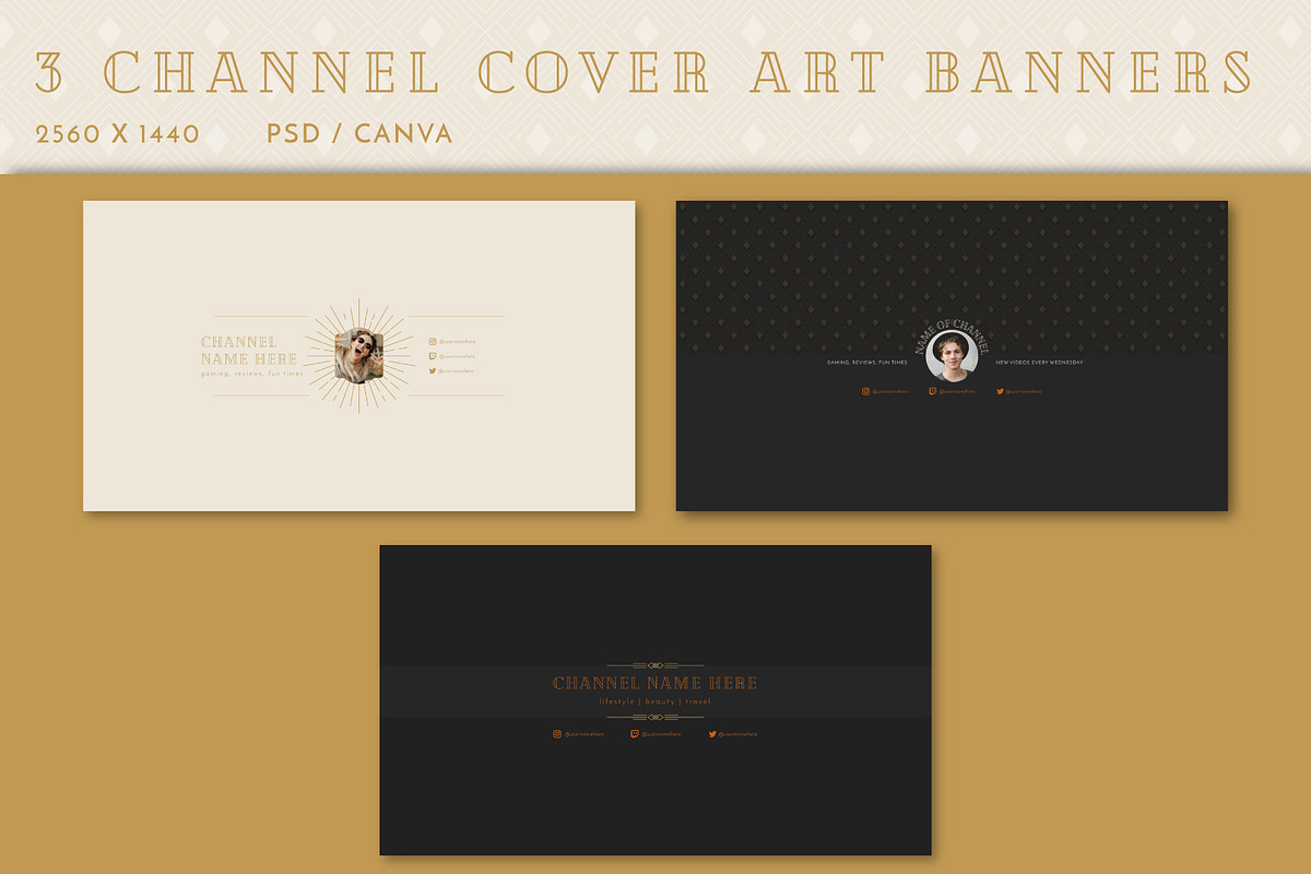 Youtube: Art Deco Mystic, a Social Media Template by Liseno Designs (Photo 2 of 6)