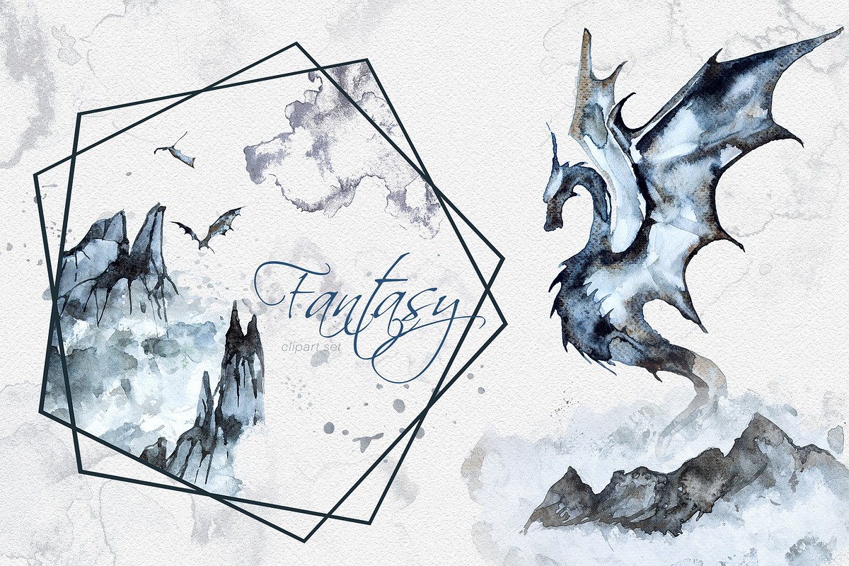 Hand-Painted Fantasy Clipart Set, a Decorative Illustration by ArtCreationsDesign (Photo 1 of 5)