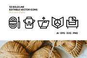 50 Arts and Crafts Icons, an Outline Icon by Side Project (Thumbnail 1 of 7)