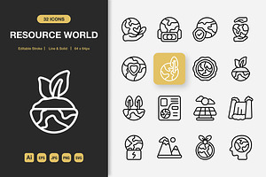 Resource World Icons, an Icon by Spacepixel Creative