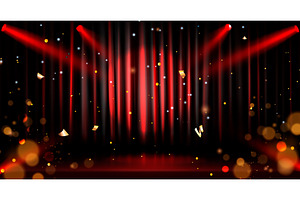 Red velvet curtain with golden, an Illustration by art PVP - market