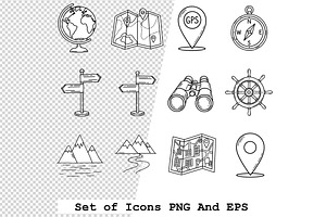 Set of  navigation icons vector, an Icon by one-touch