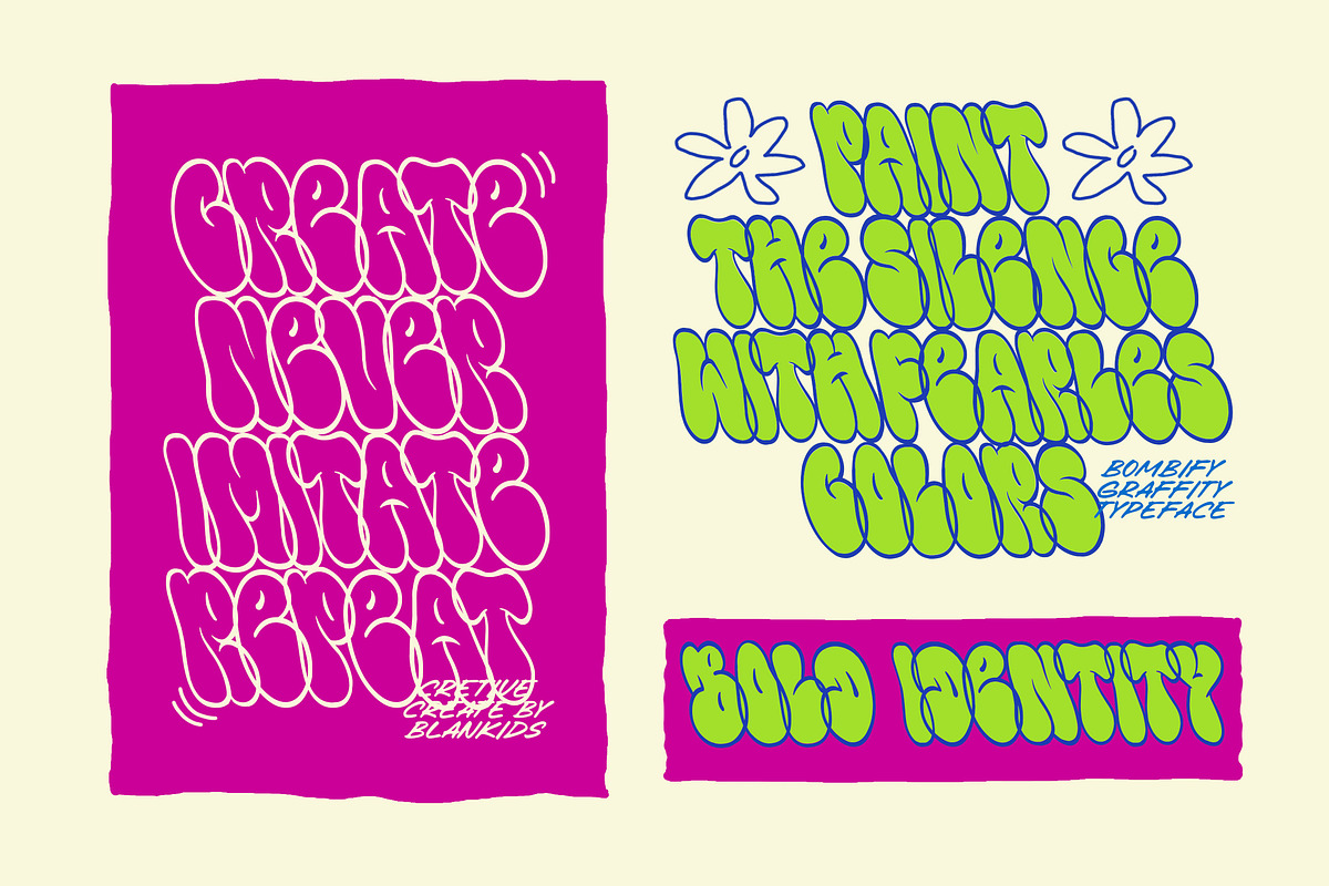 Bombify – Graffiti Bubble Typeface, a Slab Serif Font by Blankids Studio (Photo 3 of 10)