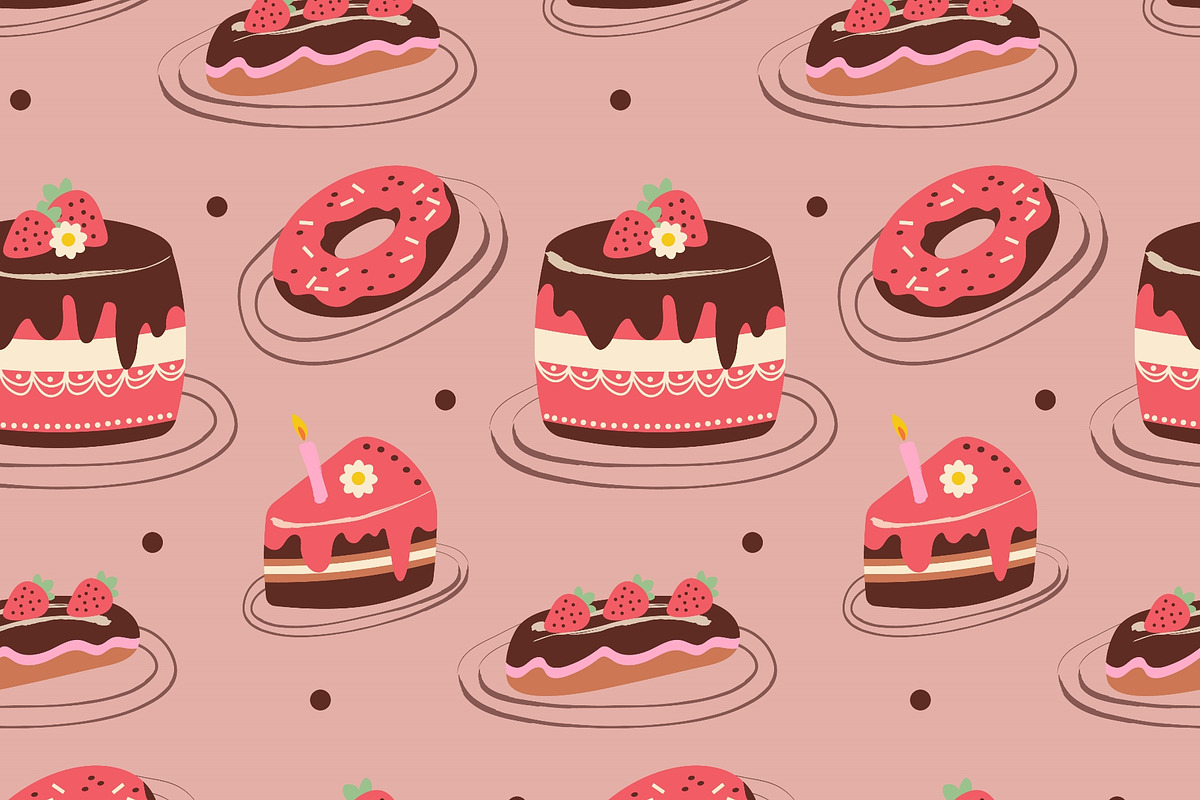Bakery dessert patterns featuring, a Food Illustration by okskukuruza (Photo 2 of 3)