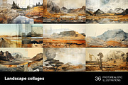 Landscape collages. 36 images, a Decorative Illustration by Handmadefont (Thumbnail 2 of 10)