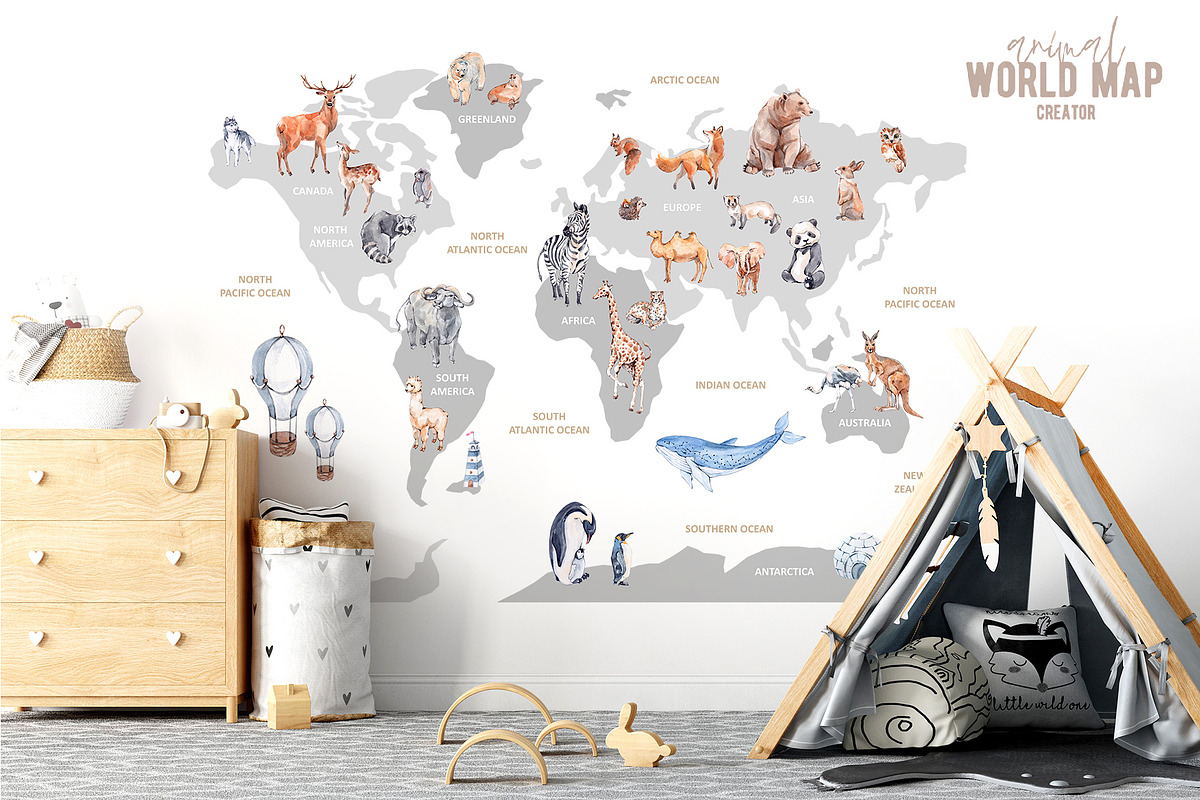 Animal World Map Creator 2, an Animal Illustration by VerAna (Photo 9 of 11)