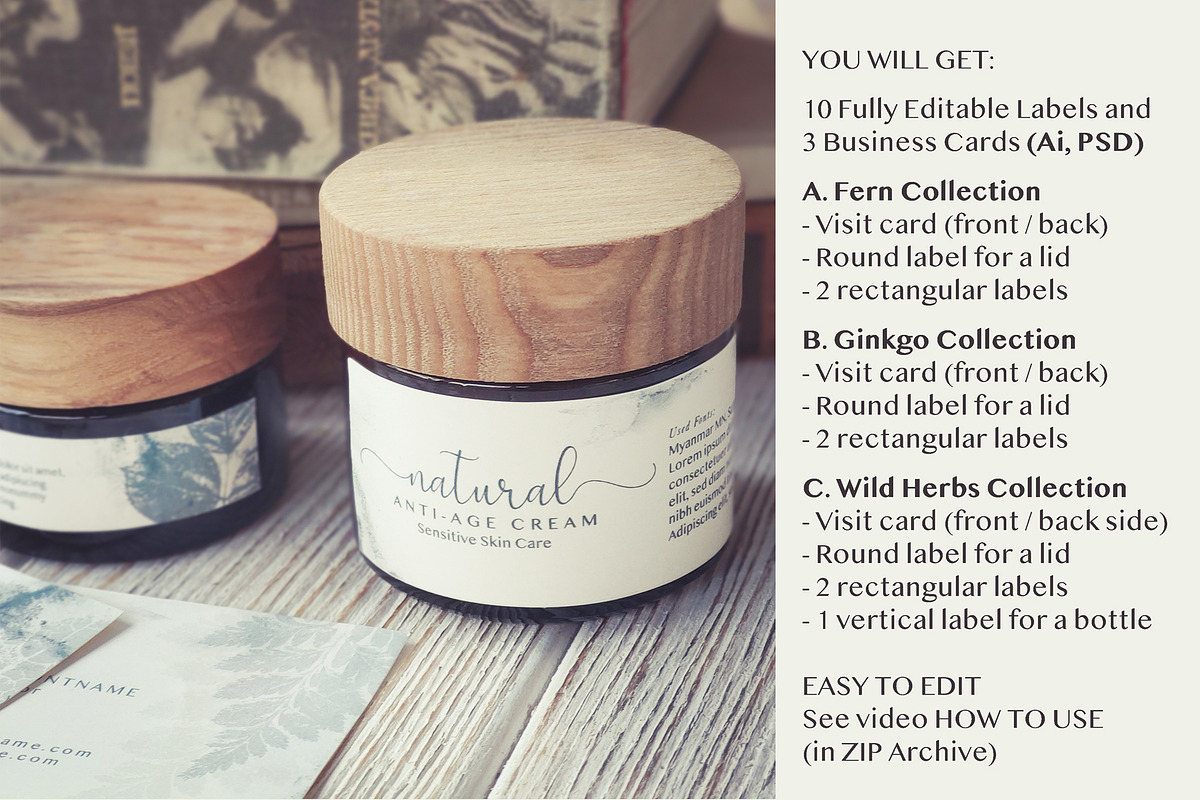 Herbarium: Vector Labels, a Business Card Template by Lumitar (Photo 2 of 8)