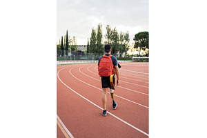Back View Disabled Man Athlete