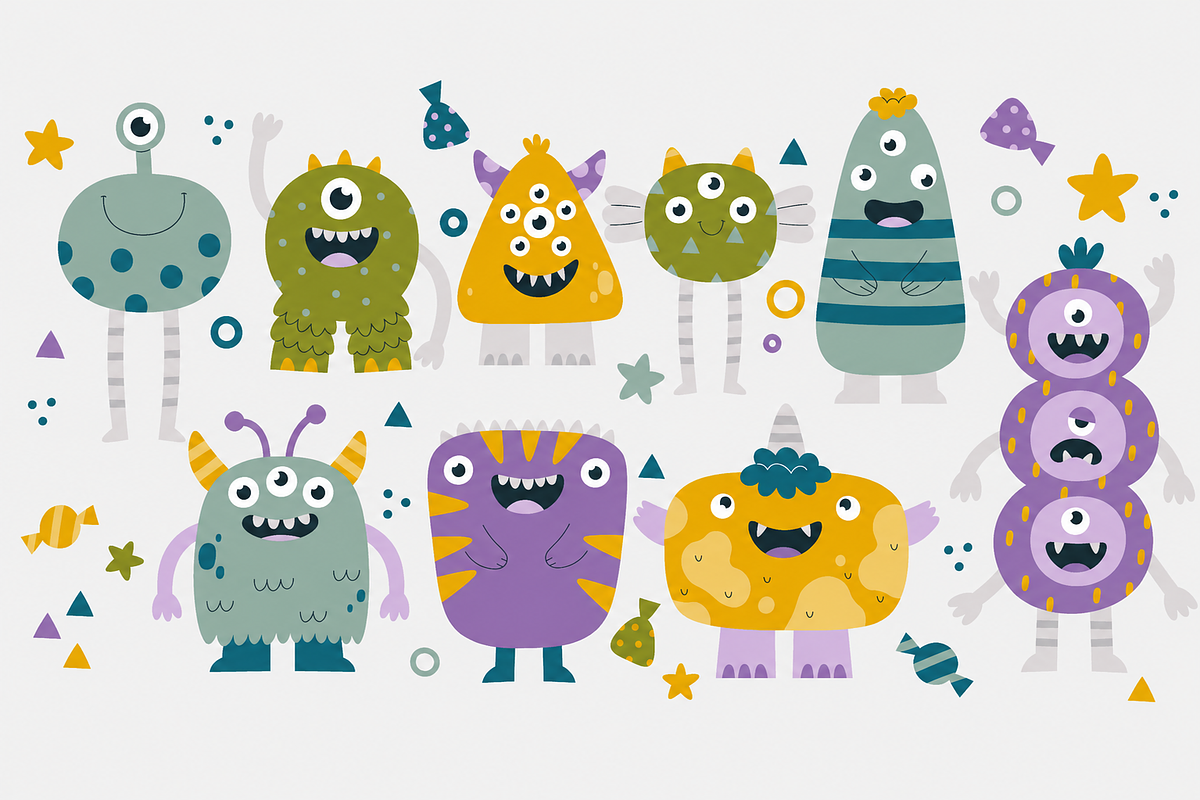 Cute Doodle Monsters, a Seasonal Illustration by Anna Studio (Photo 8 of 11)