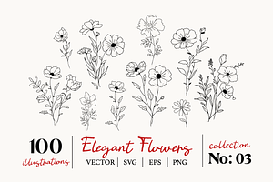 Wildflowers Line Art Botanicals No.3
