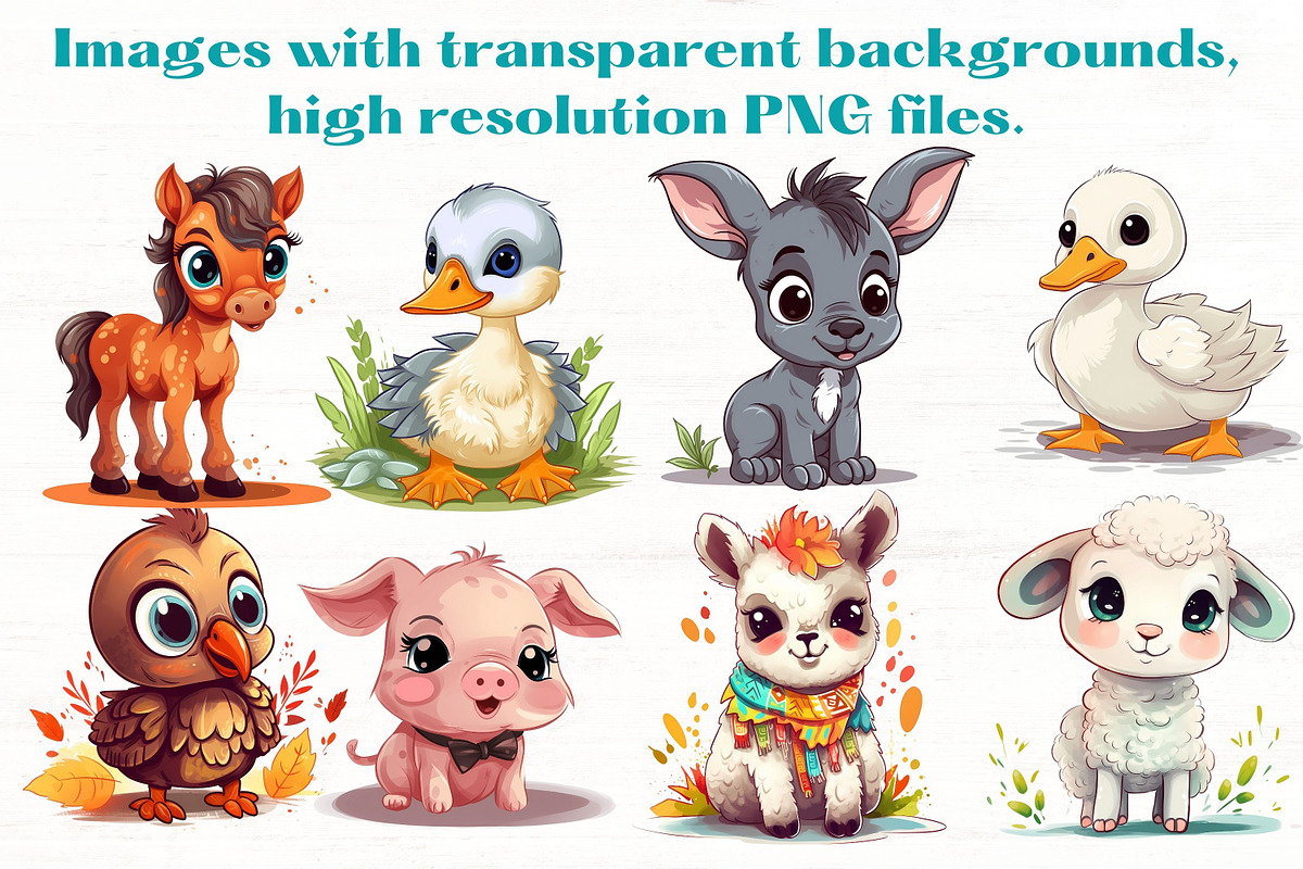 Cute Baby Farm Animals Clipart Set, an Animal Illustration by Mermaids Cove