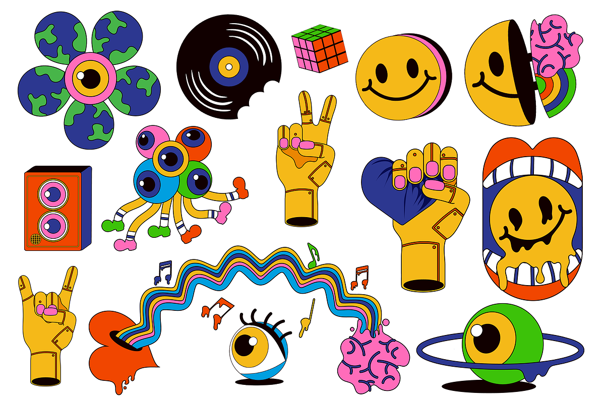 Mix Retro Element Set, an Object Illustration by Invisual Studio (Photo 3 of 8)